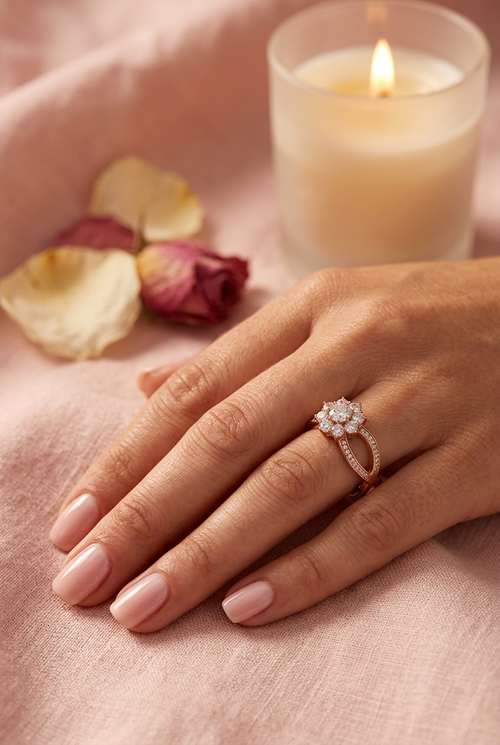 Bague fleur or rose lifestyle doigt cocooning