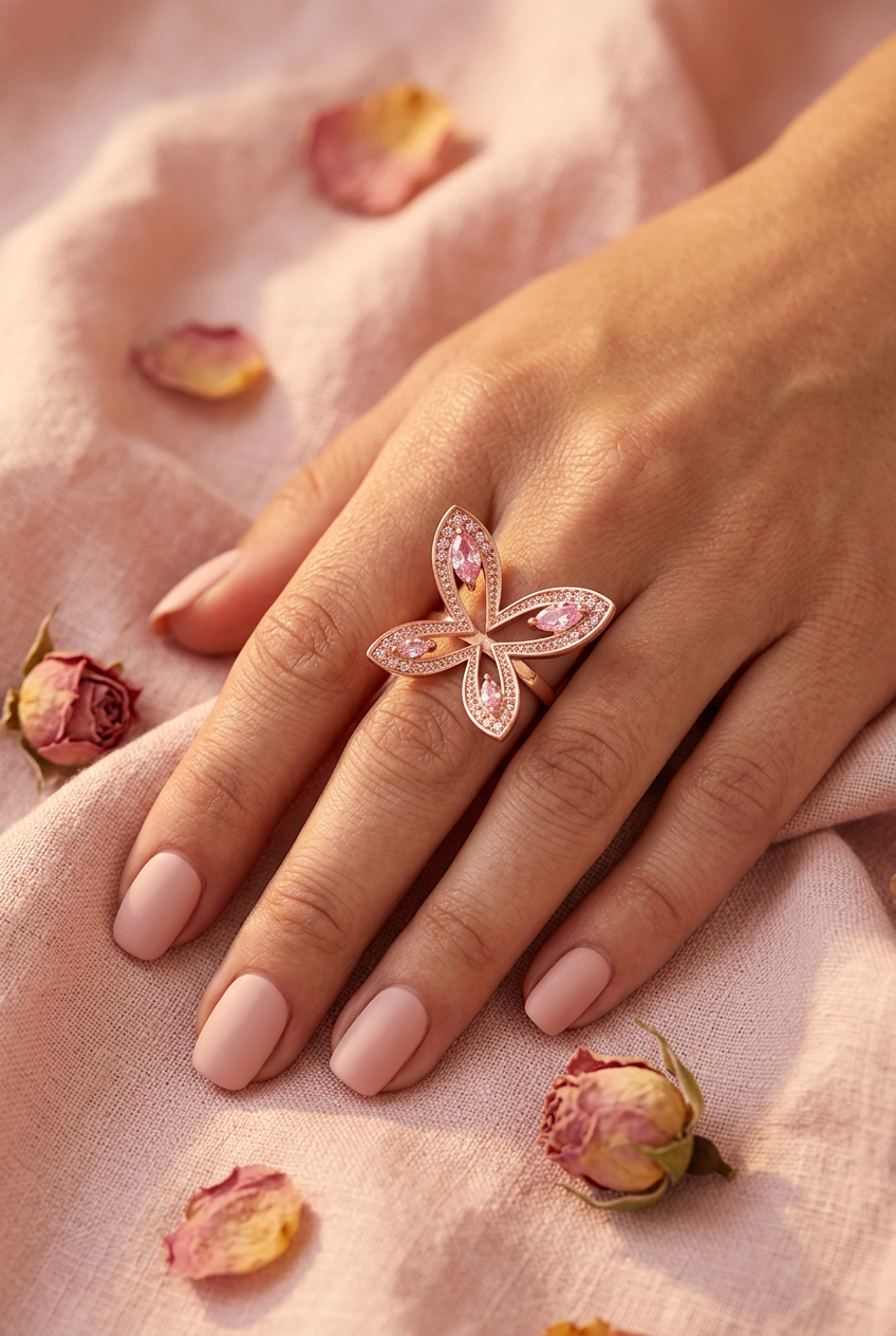 Bague papillon or rose lifestyle cocooning