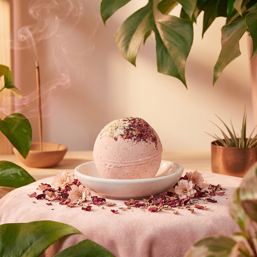 Bombe cristal surprise - fond rose pâle
