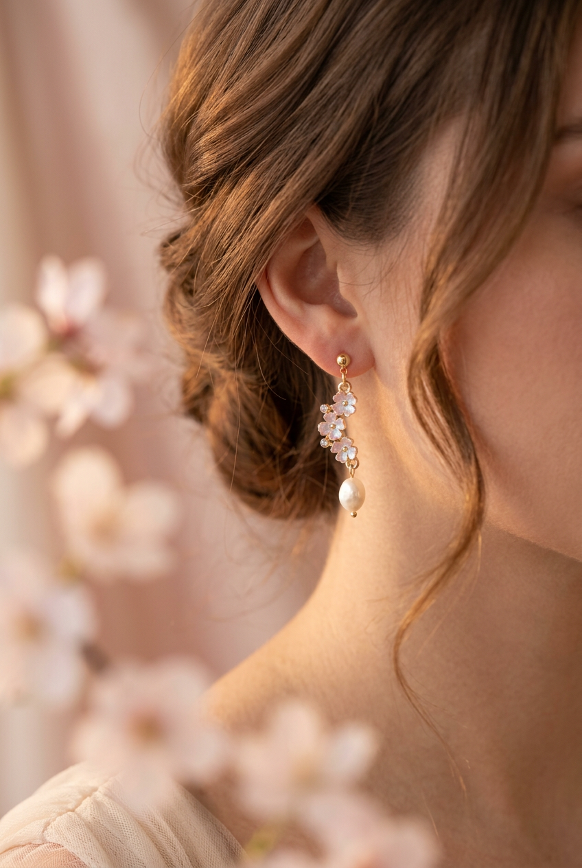 Boucles fleurs irisées perle baroque lifestyle cocooning