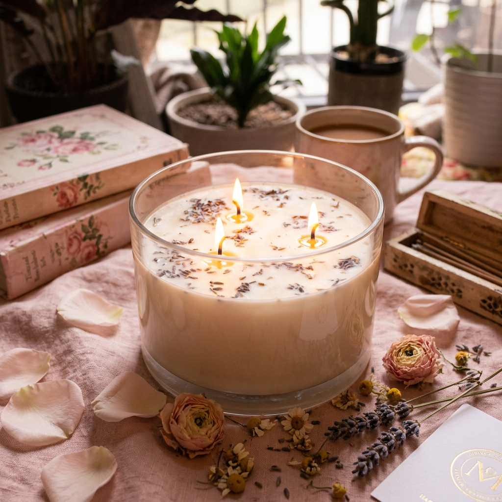 Bougie 3 mèches - lin blush cocooning