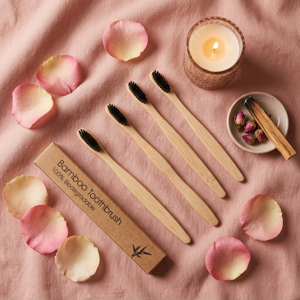 Brosses à dents bambou flat lay - cocooning