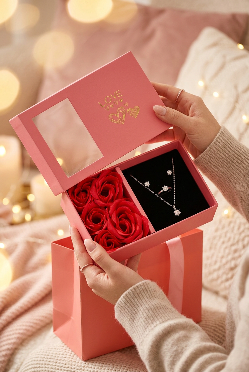 Coffret LOVE roses savon bijoux lifestyle cocooning