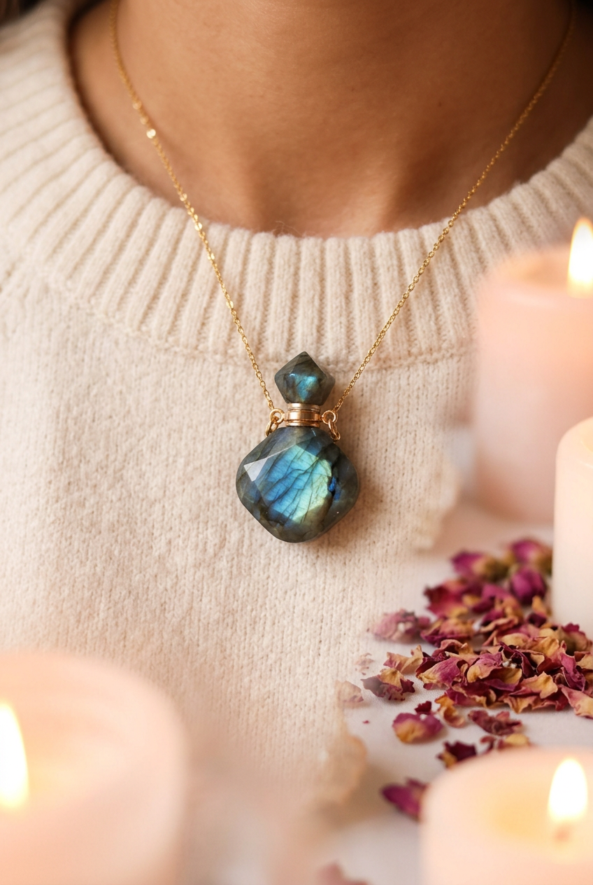 Collier flacon labradorite lifestyle cocooning