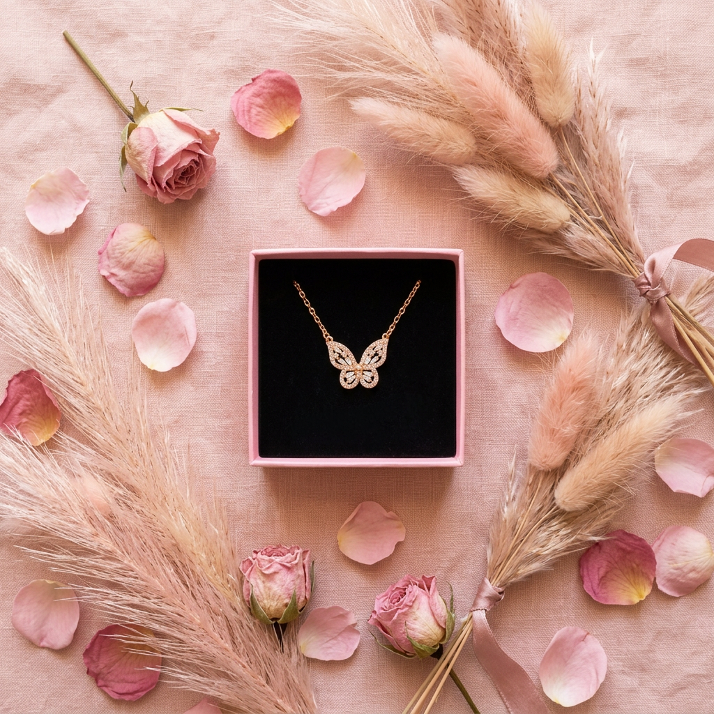 Collier papillon boîte cadeau cocooning