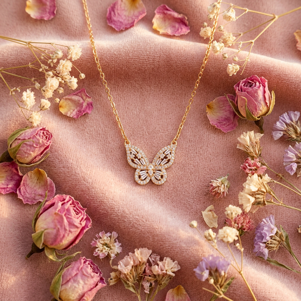 Collier papillon flat lay cocooning