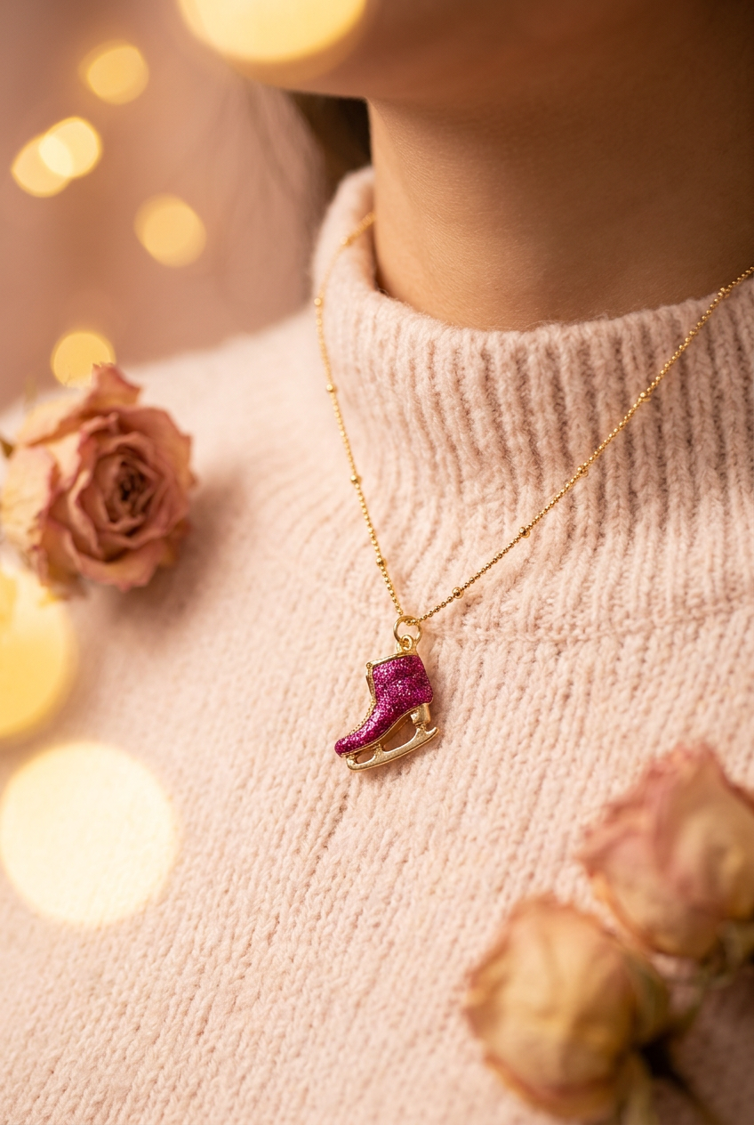 Collier patin fuchsia doré lifestyle cocooning