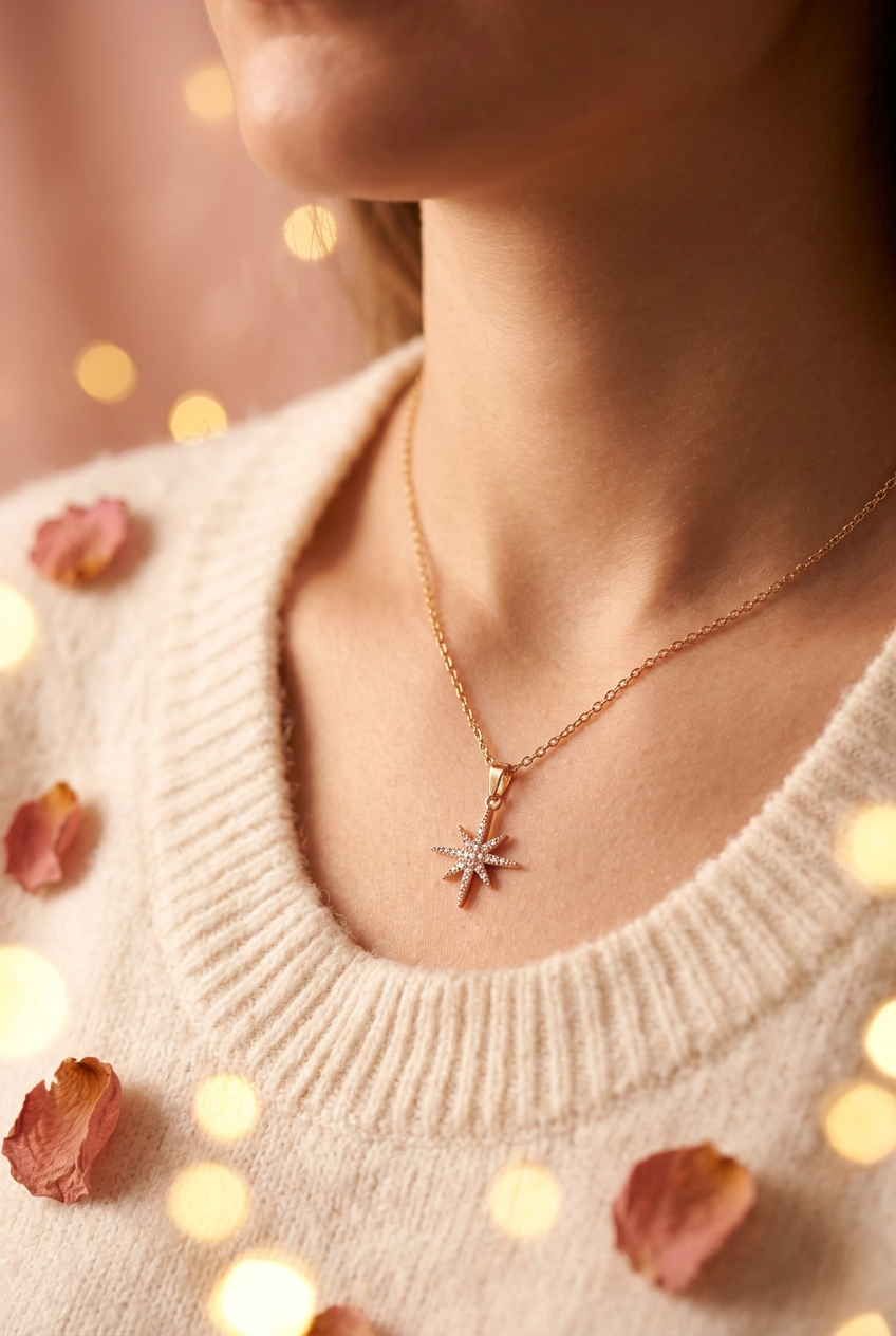 Collier étoile polaire dorée lifestyle cocooning