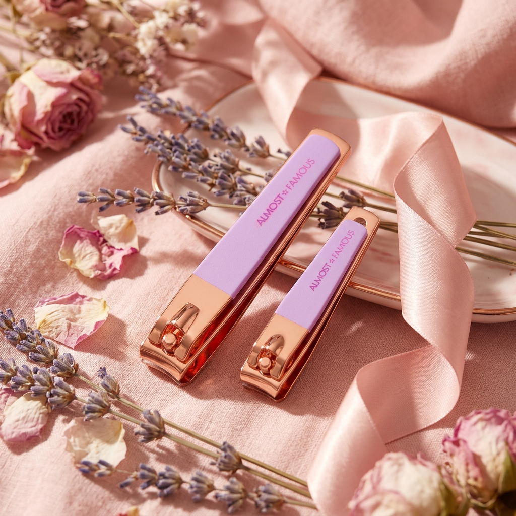 Coupe-ongles - fond rose pâle