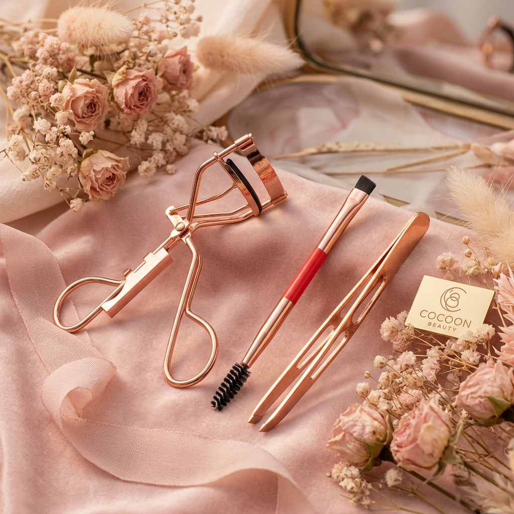 Kit recourbe-cils - fond rose pâle