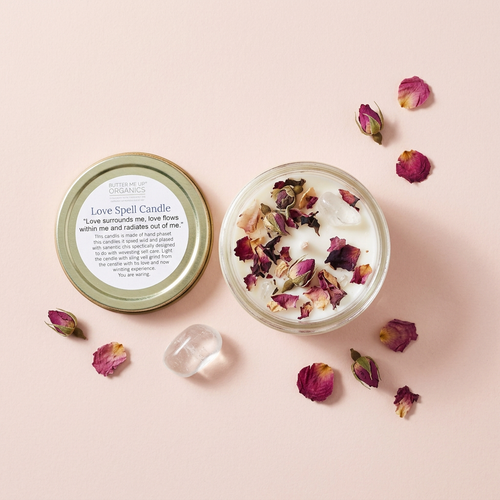 Love Spell Candle flat lay