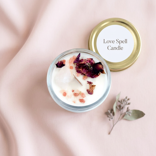 Love Spell Candle fond rose pâle