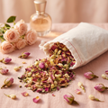 Sachet fleurs - fond rose pâle