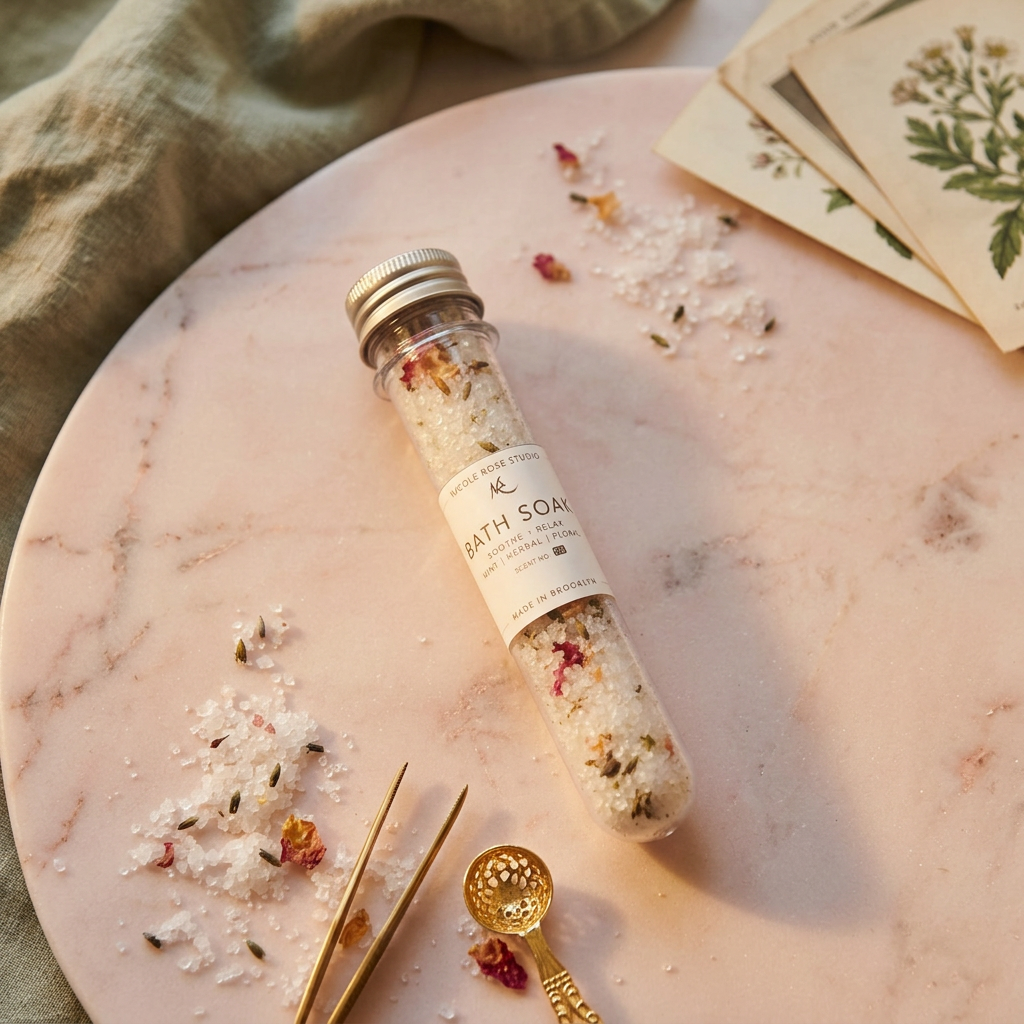 Sels de bain rose pâle
